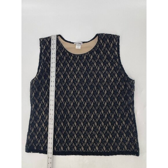 Vtg Western Connection II Plus Size Black Floral Lace Tank Top Shell 3x Runs Sma - Picture 8 of 8